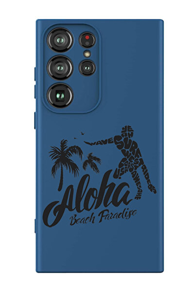 Theodor غطاء حماية سائل من السيليكون لهاتف سامسونج جالاكسي S24 ألترا (أزرق) - ألوها بيتش بارادايس أسود