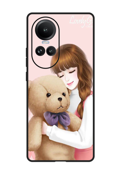 Theodor جراب حماية لهاتف Oppo Reno 10/10 Pro مع فتاة جميلة مع دب