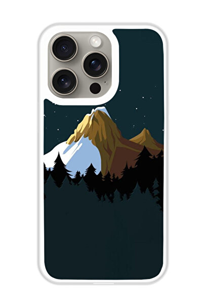 Theodor غطاء حماية لهاتف أبل آيفون 15 برو - جبال (مصد أبيض)