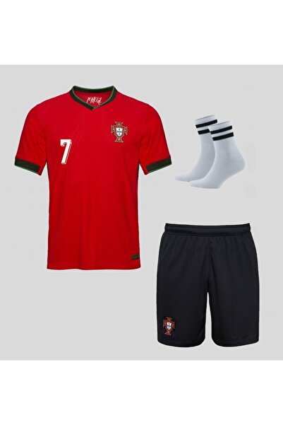BYSPORTAKUS مجموعة قمصان كرة القدم للأطفال من البرتغال ريد رونالدو 2024/25 لل...