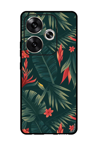 Theodor جراب واقٍ مضاد للخدش والصدمات لهاتف Xiaomi Redmi Turbo 3 بأوراق خضراء