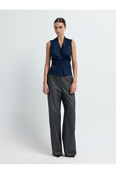 adL Büzgülü Düğmeli Bluz