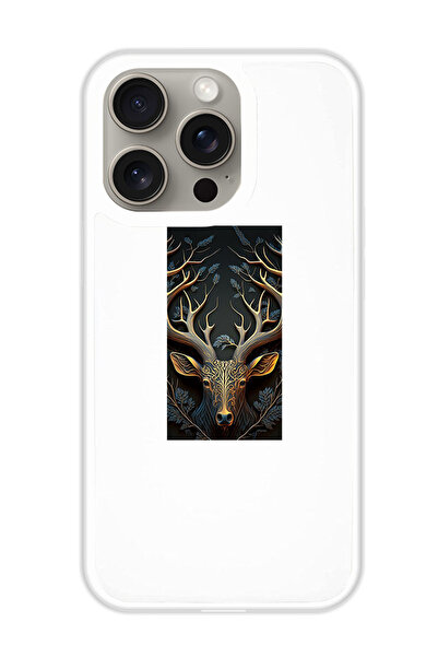 Theodor غطاء حماية لهاتف أبل آيفون 15 برو - رأس غزال (مصد أبيض)