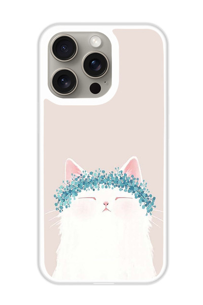 Theodor غطاء حماية لهاتف أبل آيفون 15 برو، قطة الملكة (مصد أبيض)