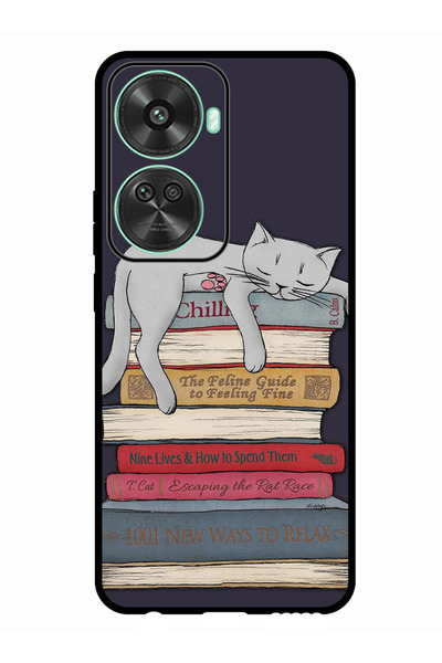 Theodor جراب واقٍ مضاد للخدش والصدمات لهاتف Huawei nova 11 SE قطة مع كتب