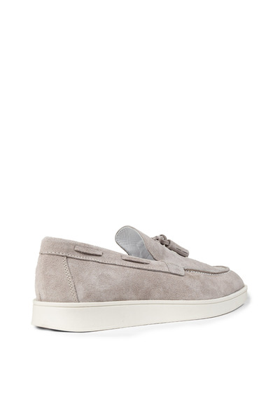 Deery Men's Gray Genuine Suede Tassel Loafer Shoes