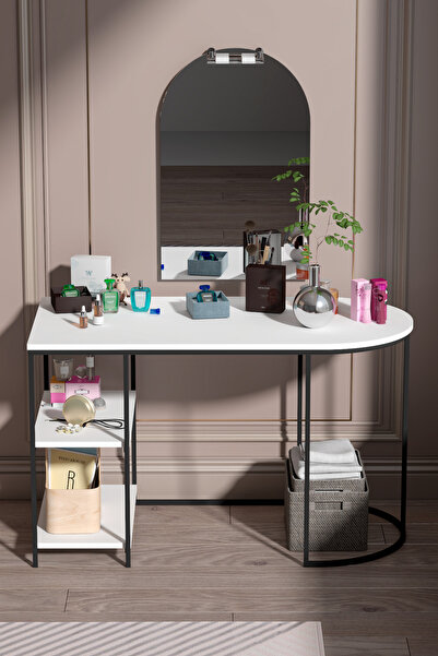 GOLDFALEZ Makyaj Masası 125 cm Çalışma Masası Bilgisayar Masası Çok Amaçlı Ofis Masası Yemek Masası Beyaz