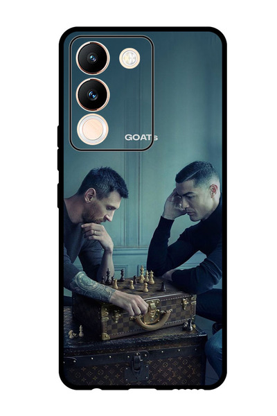 Theodor جراب واقٍ مضاد للخدش والصدمات لهاتف Vivo Y200، تصميم شطرنج ميسي ورونالدو