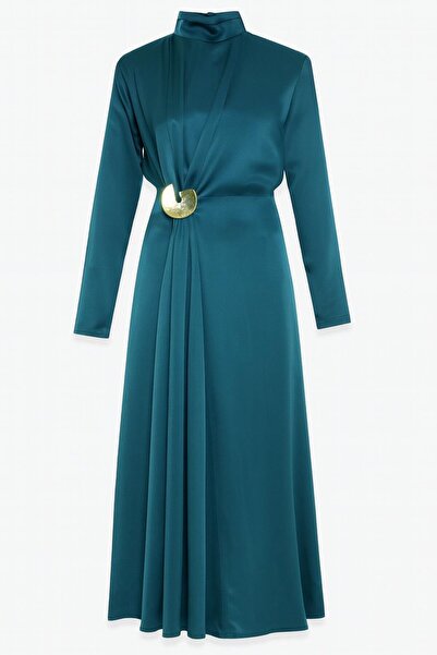 Setre Φόρεμα με μακρύ μανίκι με λεπτομέρεια με κούμπωμα στη μέση από χαλαζία, με μήκος μίντι