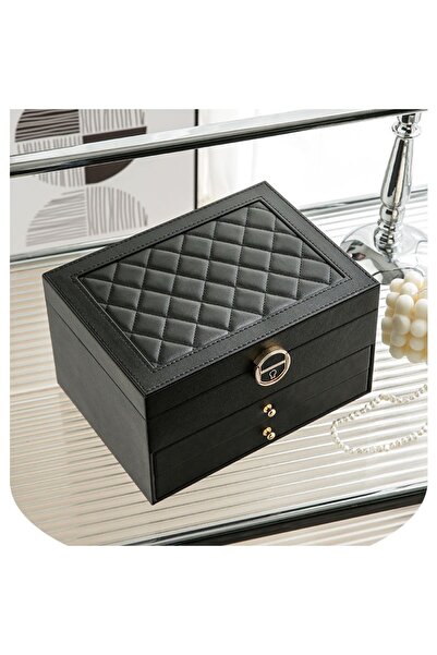gaman Convenient Multi-Tier Jewelry Jewelry Box - Locking, Divided, Leatherette Finish