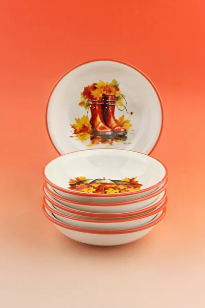 Bursa Porselen Dekor Oranj Fall 6 Pieces Porcelain Snack Bowl