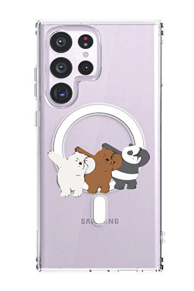 Theodor غلاف لهاتف Samsung Galaxy S23 Ultra متوافق مع MagSafe، غطاء ممتص للصدمات للهاتف مطبوع عليه صورة الدببة الراقصة