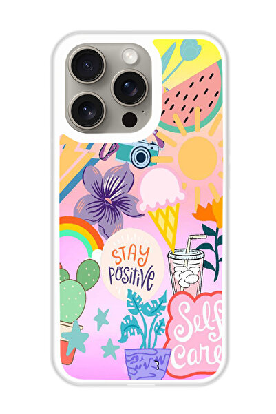 Theodor غطاء حماية لهاتف أبل آيفون 15 برو ماكس - حافظ على إيجابيتك (مصد أبيض)