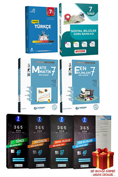 Gezegen Yayıncılık 7. Sınıf Seti:Türkçe+Matematik+Sosyal Bilgiler+Fen Bilimleri Soru Bankası+Çek-Kopar Test