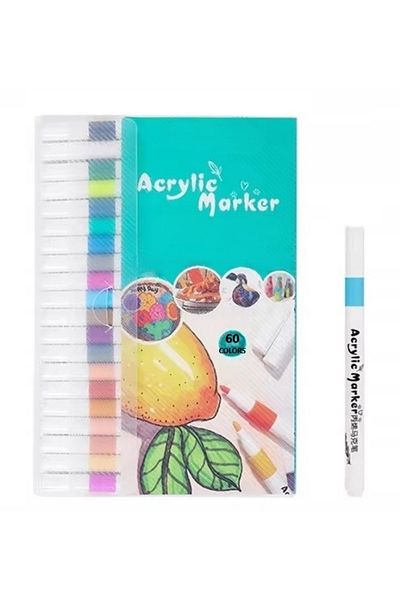 zola Set of 60 acrylic markers, precise tip, universal, quick drying, multi-colored