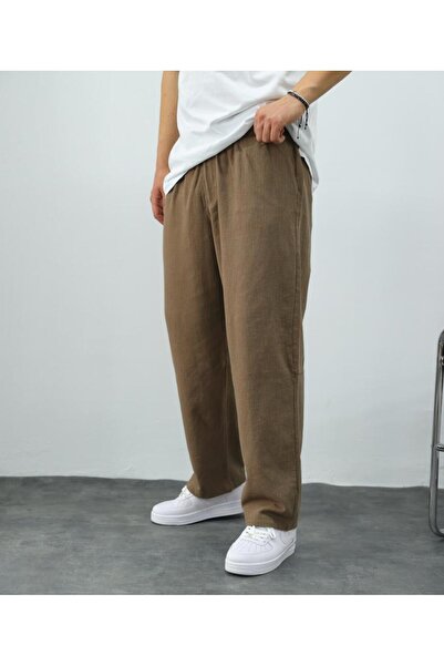 KağanKY Pantaloni largi din gabardină maro
