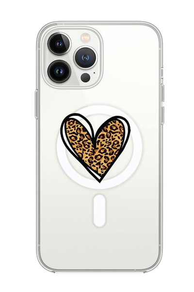 Theodor غلاف لهاتف iPhone 14 Pro مقاس 6.1 بوصة متوافق مع MagSafe، جراب مقاوم للصدمات بطبعة جلد النمر