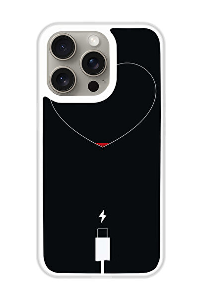 Theodor غطاء حماية لجهاز أبل آيفون 15 برو - بطارية القلب منخفضة (مصد أبيض)