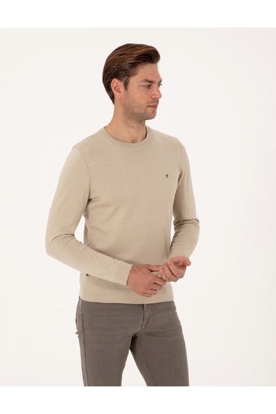 Pierre Cardin Kum Melanj Slim Fit Bisiklet Yaka Basic Triko Kazak 50314192-VR123