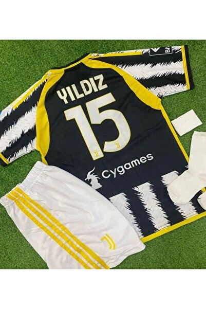 BYSPORTAKUS Juventus 2023/24 Sezon Kenan Yıldız Iç Saha Çocuk Forması 4'lü Se...