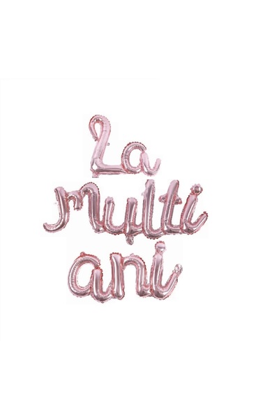 SDX Market Set de 3 baloane folie metalică, „La mulți ani”, scris de mână, roz