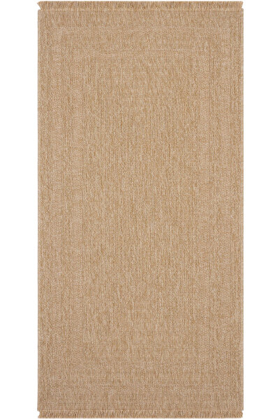 Cool Halı Mocha Bej İnce Mutfak Halısı Leke Tutmayan Jüt Hasır Görünümlü Modern Sade Tezgah Önü Mutfak Paspası