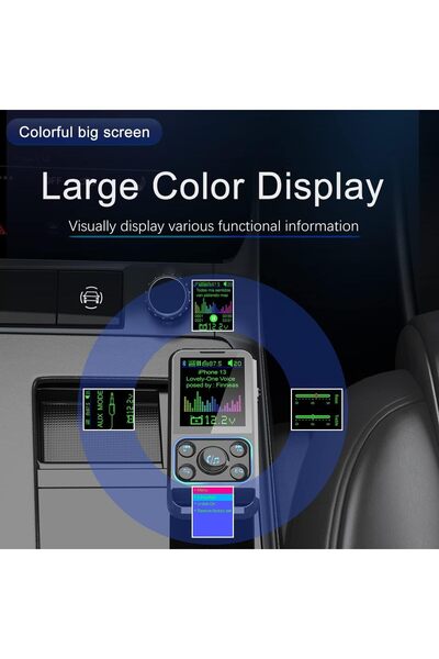 erorex جهاز إرسال FM بلوتوث 5.3 للسيارة، شاشة كبيرة ملونة عالية الدقة، جودة صوت عالية بدون فقدان، Qc3.0