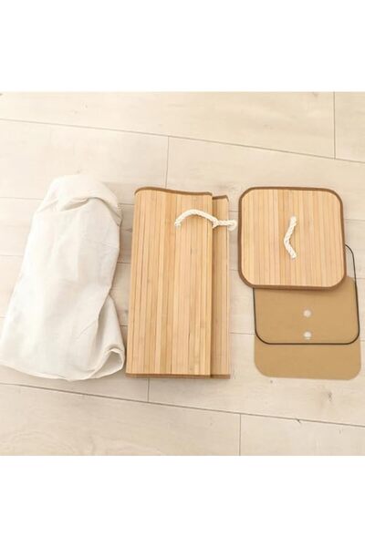 AC BOX Ecological Bamboo Multi-Purpose Storage Basket with Cotton Cloth Inner Liner, Cover and Rope Handle Moder