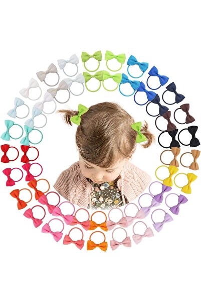 erorex Ded 50 Pieces 2 Inch Baby Girls Hair Bows Elastic Ties Grosgrain Ribbon Bow Rubber Band Ponytail