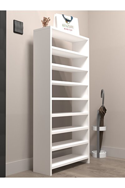 Kenzlife Ayakkabılık Mısri Mat Beyaz Suntalam 125*060*20 Yirmidört Çift Ayakkabı Kapasitesi Arkalıksız