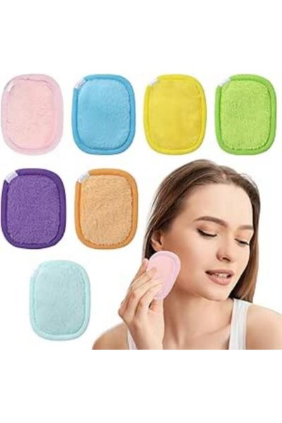 erorex عبوة من 7 قطع من مناديل إزالة المكياج القابلة لإعادة الاستخدام، مصنوعة من القطن الناعم للغاية وقابلة للغسل، ومناشف ملونة لتنظيف الوجه