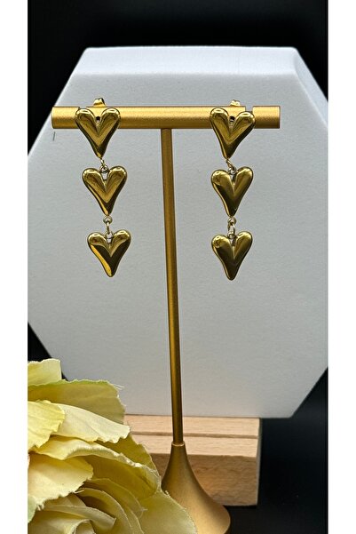 Çelik Heart Dangle Model Earrings