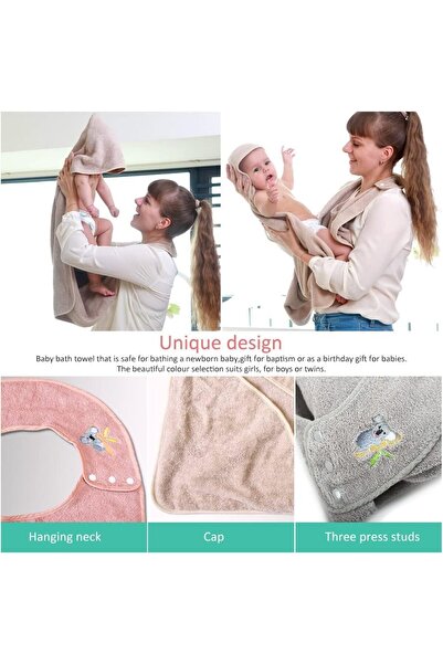 erorex Hooded Baby Towel Hands Free Baby Bath Towel Luxuriously Soft Bamboo & Cotton Hooded Baby Towel