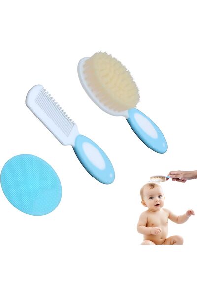 erorex Soft Brush Hairs Baby Hair Brush And Comb Set Hair Care For Newborns & Toddlers Great Gift (Blue)