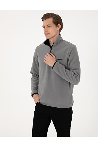 Pierre Cardin Gri Regular Fit Yarım Fermuarlı Polar Sweatshirt 50314056-VR024