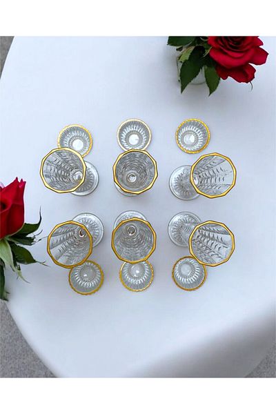 gkzglass home dekor Glass Crystal 6 Li Gold Gilding Flute Coffee Side Water Glass Set Set 12 Piece Gift Dowry