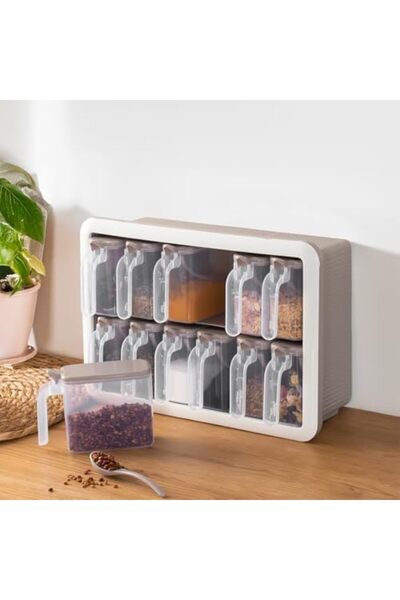 AC BOX Simple 1167 Random 12-Piece Stand Self-Adhesive Spoon Lid Spice Rack Storage