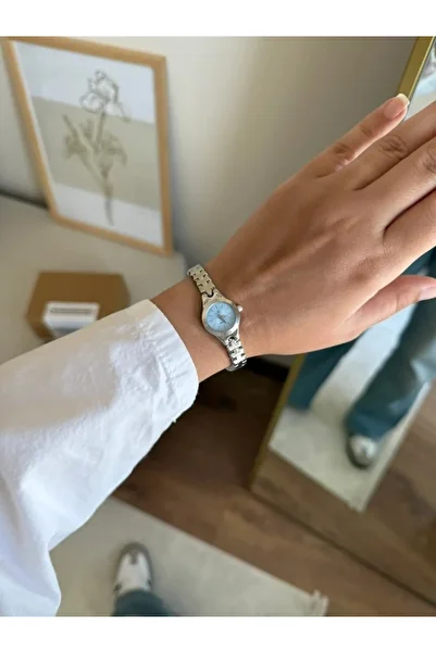 RoseandRoses Swirl Puzzle Pattern Cord Women Wrist Watch Silver (Blue Dial)