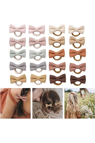 erorex Baby Toddler Girls Hair Ties Linen Bows No Damage Elastic Nylon Hair Bands Ponytail Holders Small