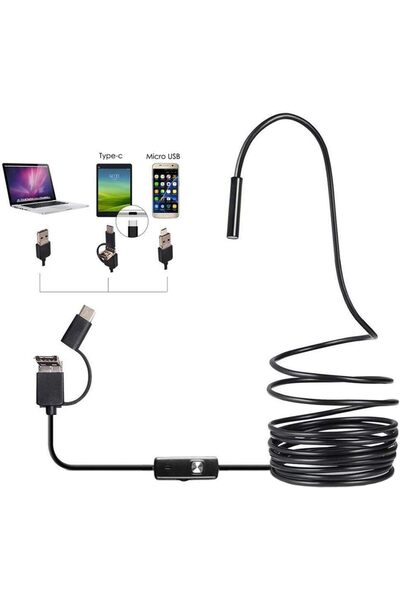 erorex 3--1 كاميرا تفتيش USB من النوع C وكاميرات عالية الدقة صناعية ومنظار داخلي وأنبوب تصريف حوض مقاوم للماء