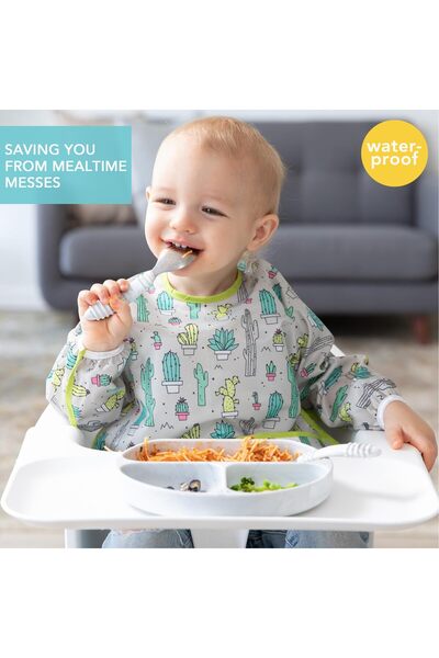 erorex Sleeved Bib/Baby Bib/Toddler Bib/Smock Waterproof Washable Stain Odor Resistant 6 24 Months Cactus