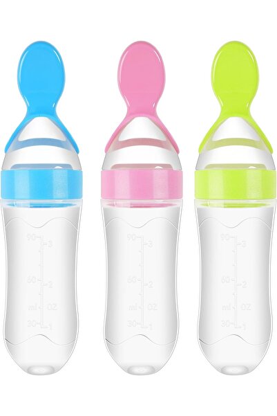 erorex Baby Food Feeder3 Pack Squeeze Feeding Spoons Silicone Supplies 3 Oz Food Dispensing Spoon Toddlers