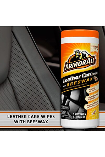erorex Interior Cleaner Car Leather Wipes With Beeswax, For Cleaning Cars, Trucks And Motorcycles, 20 Count