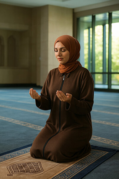 Defkay Hafif ve likralı Kumaştan Geniş Kesim Namaz Elbisesi & Namazlık & Saba...