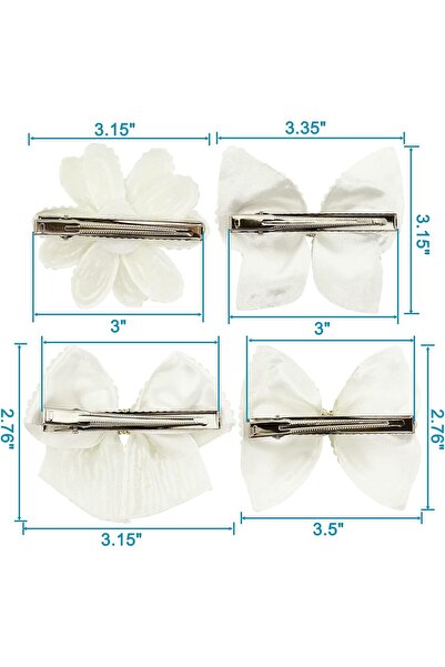erorex 4Pcs Pearls White Hair Bows Girls Elegant Flower Rhinestone Crocodile Hair Clips Beads Hair Bands