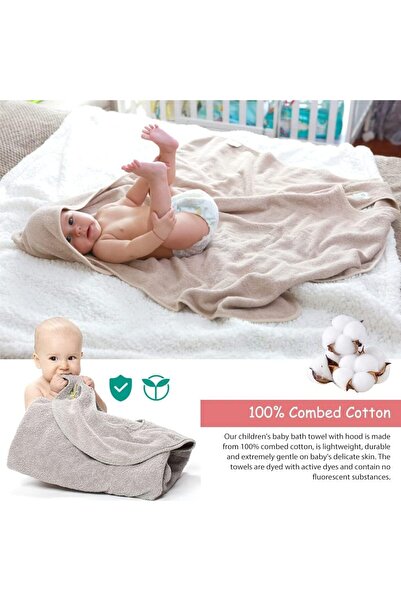erorex Hooded Baby Towel Hands Free Baby Bath Towel Luxuriously Soft Bamboo & Cotton Hooded Baby Towel