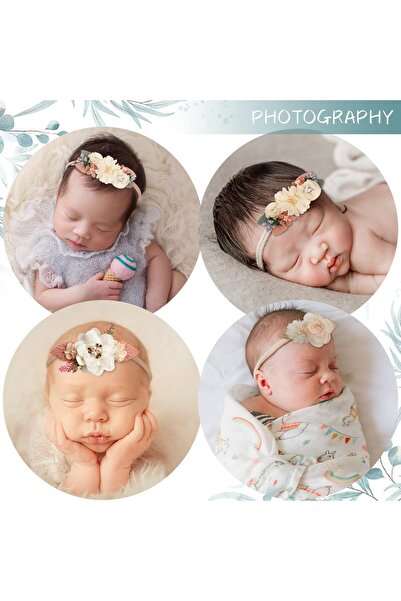 erorex Baby Girl Flower Nylon Headband Elastic Hair Band Handmade Bow For Newborn Infant Toddler Pack Of 3