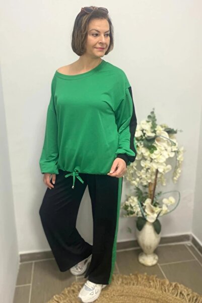 Mia Butik Large Size Grass Green Mehita Training Suit