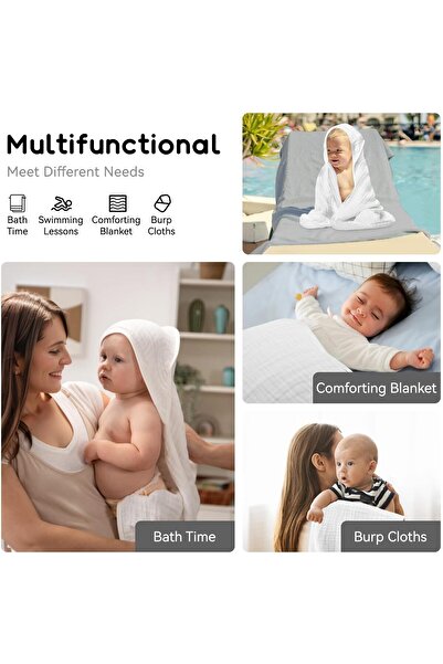 erorex Baby Hooded Towels Babies Toddlers Premium Muslin Baby Bath Towel Hood Warm Soft Absorbency Unisex