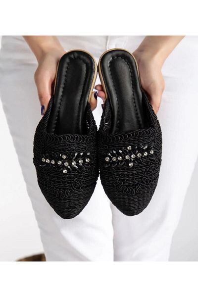 İpek Fashion Women's Rope Straw Stone Daily Slippers